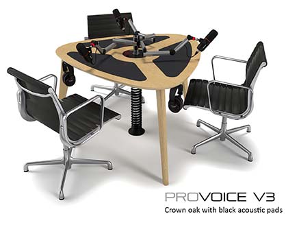 ProVoice V3 - three person podcast desk in oak