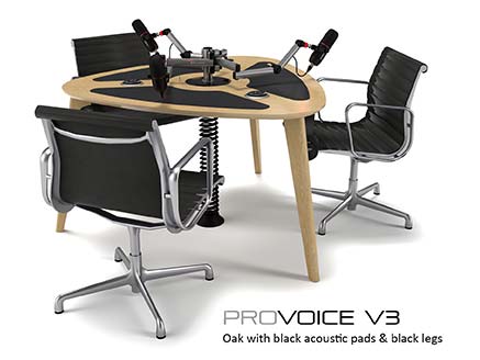ProVoice V3 - three person podcast desk in oak