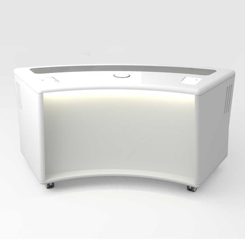 ProHost presenter podcast desk for 2 people in white lacquered finish