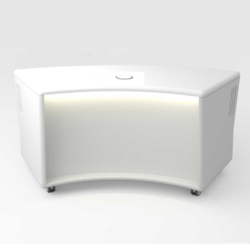 ProHost presenter podcast desk for 2 people in white lacquered finish